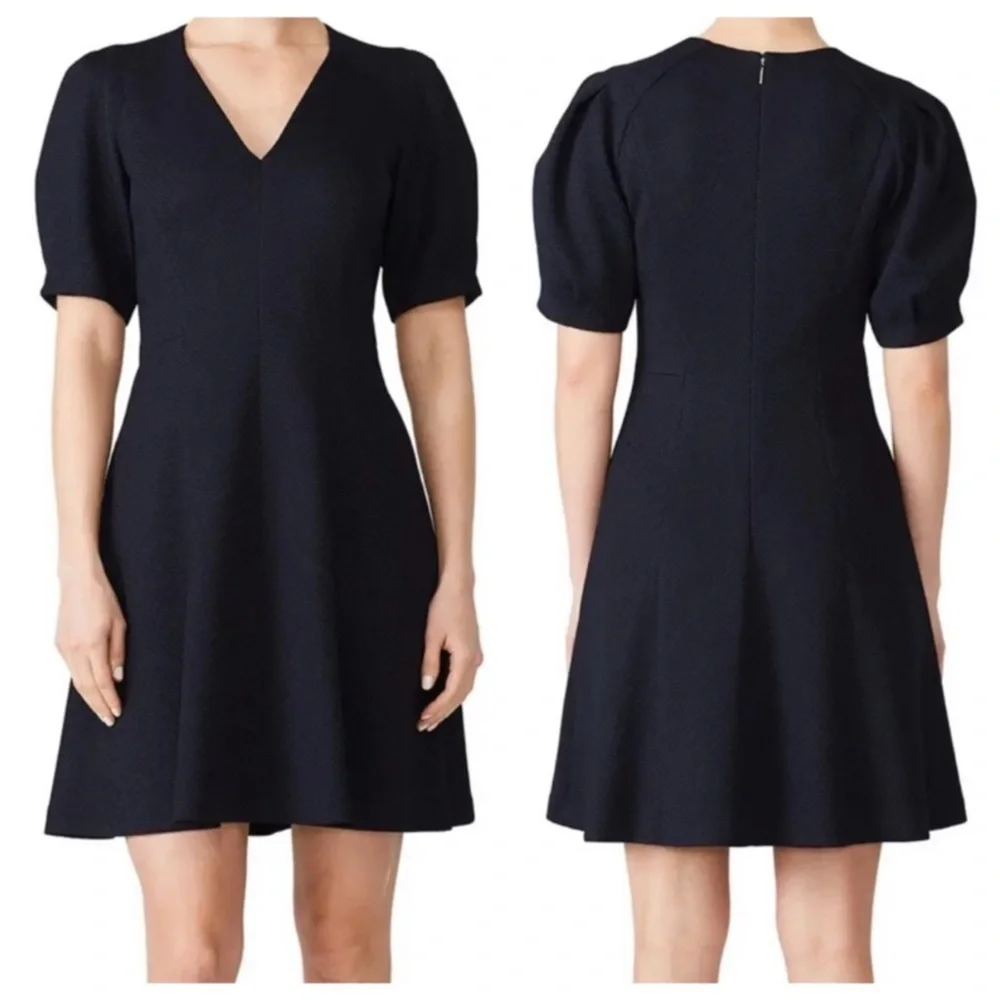 REBECCA TAYLOR Navy Stretch Textured Dress Size 2 - Picture 2 of 12
